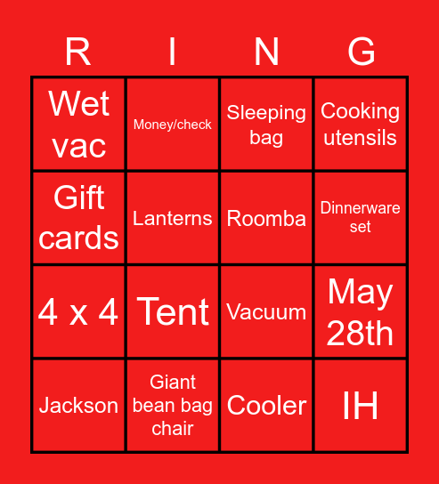 Heather's Bridal Shower!! Bingo Card