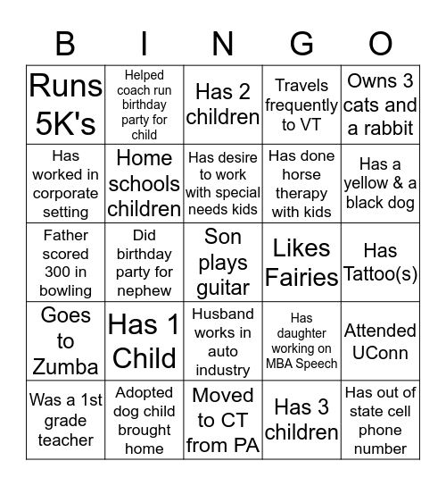 JumpBunch Coach Bingo   Bingo Card