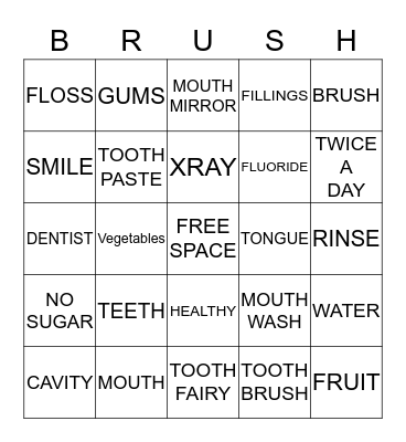 DENTAL BINGO Card