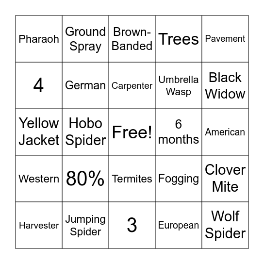 Stewart's Bingo Card