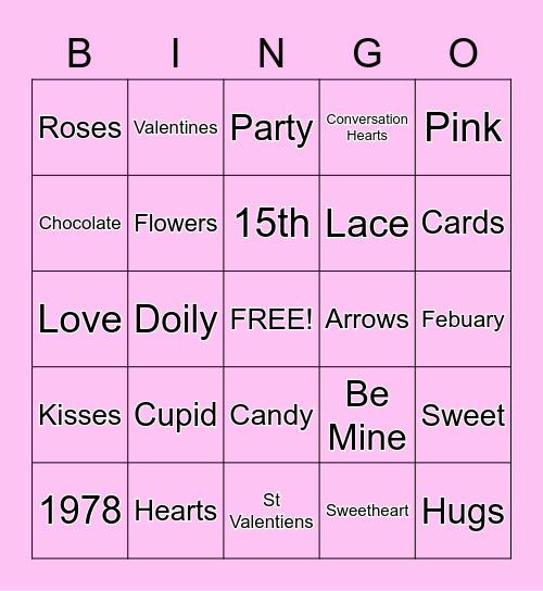 Birthday and Valentines Day Bingo Card