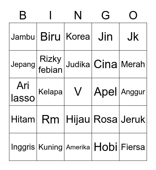 Luna Bingo Card