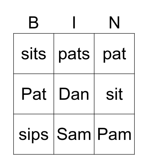 Pam - Set 1 Story 2 Bingo Card