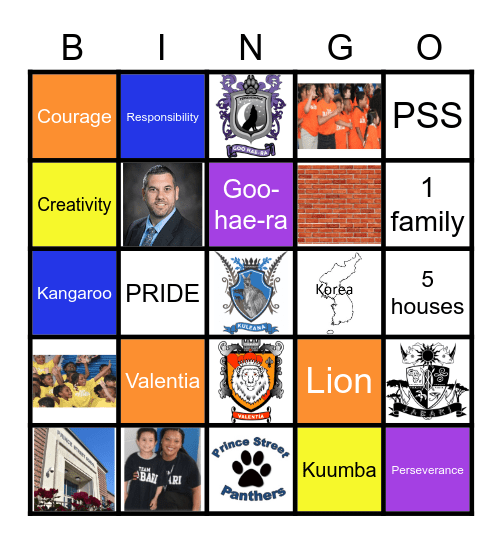 Prince Street Intermediate BINGO Card