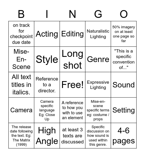 Codes & Conventions Bingo Card