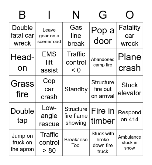 KFPD Probie Bingo Card