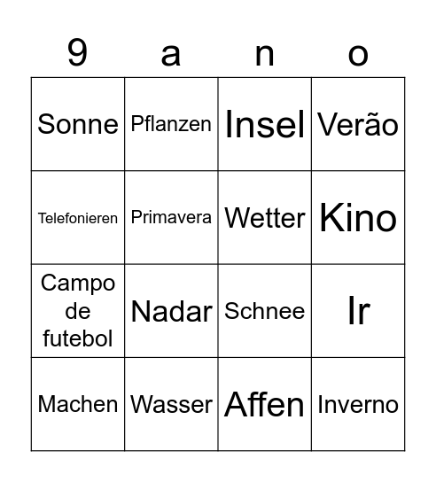 Bingo 9º ano - Revisão Bingo Card
