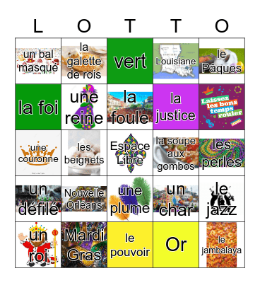 Mardi Gras Bingo Card