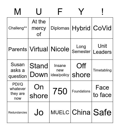 Eve of Armageddon Briefing Bingo Card