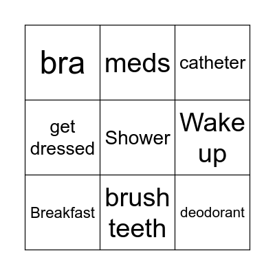 Wednesday Morning Bingo Card