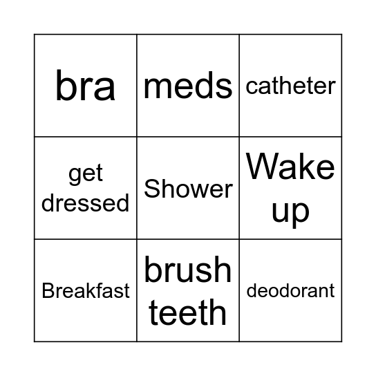 Wednesday Morning Bingo Card