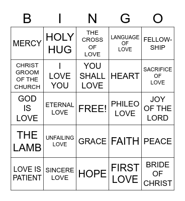 JESUS LOVES ME Bingo Card