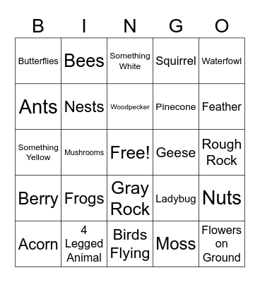 Spring Scavenger Hunt Bingo Card