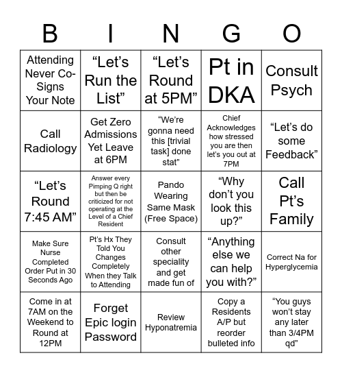 UH Floors Bingo Card