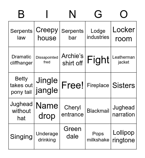 Riverdale Bingo Card