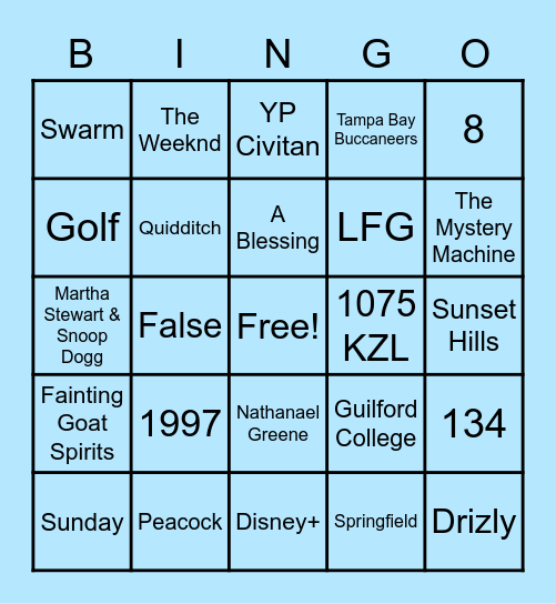 SynerG Trivia Bingo Card