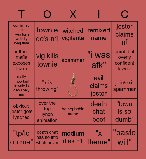 TOS bingo Card