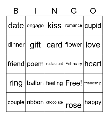 valentine's day Bingo Card