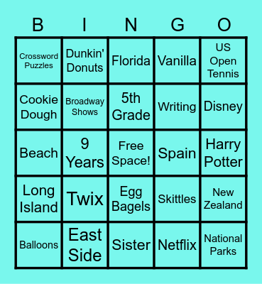 All About Hilary! Happy Birthday! Bingo Card