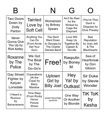 Playlist Guesses for Umbrella Academy S3 Bingo Card