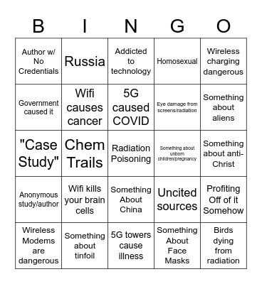 Radiation Bingo Card