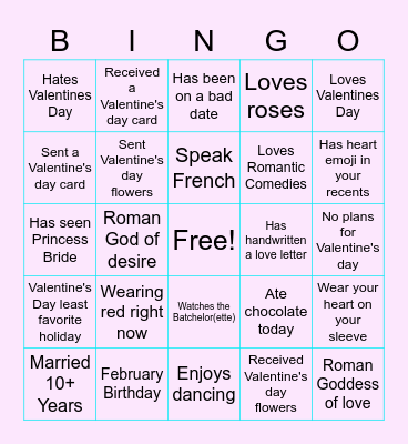 Virtual Valentine's Day Bingo Card