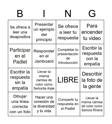LOS PRINCIPIOS RECTORES Bingo Card