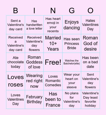 Virtual Valentine's Day Bingo Card