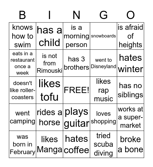 FIND SOMEONE WHO... Bingo Card