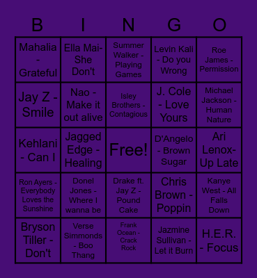 R&B Bingo Card