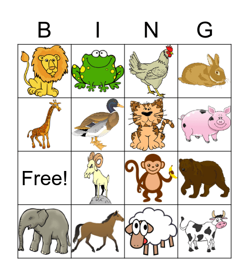 Animals Bingo Card