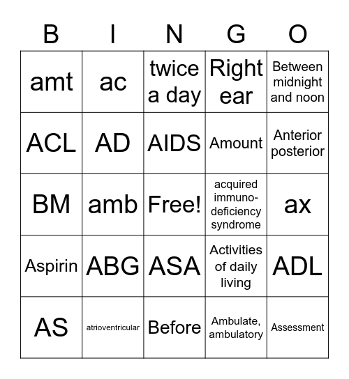 Lesson 3 Bingo Card