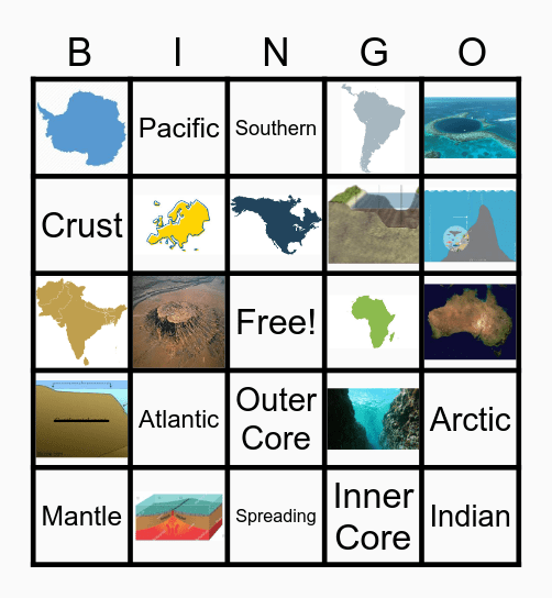 Seafloor Features Bingo Card
