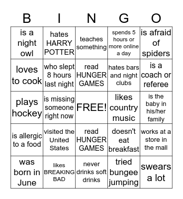 FIND SOMEONE WHO... Bingo Card