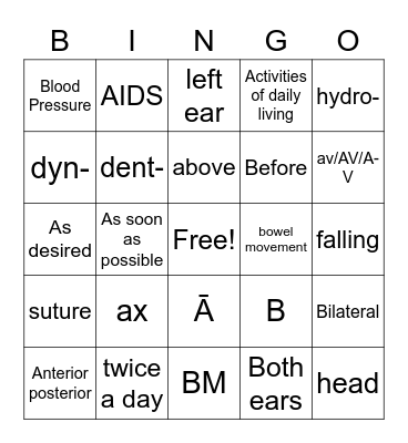 Lesson 3 Bingo Card