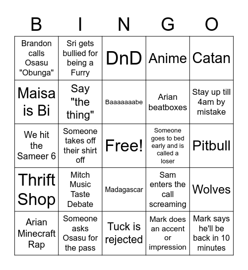 Discord Bingo Card