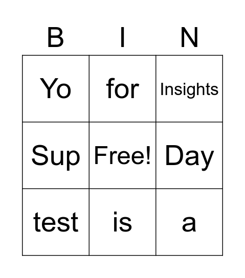Insights Day Bingo Card