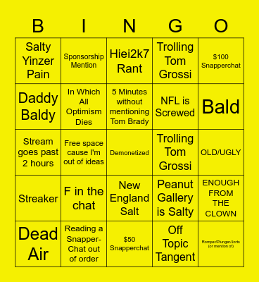 Dumpster Fire BINGO Card