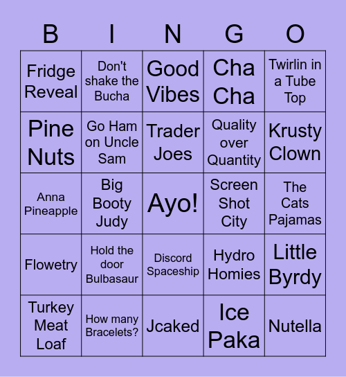 Bing-ayo Bingo Card