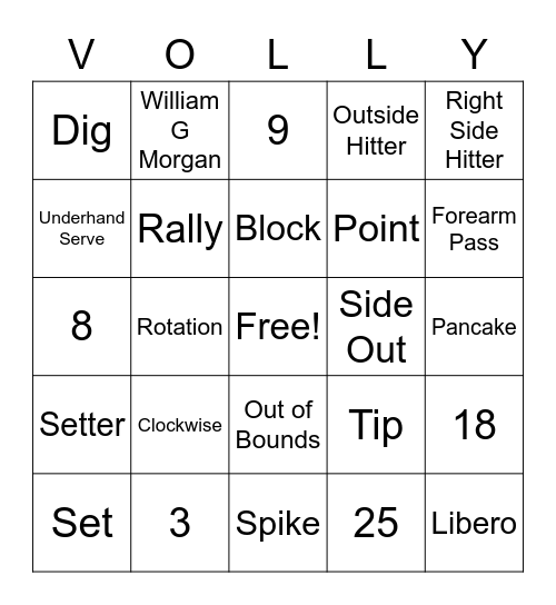 Coach Jen's Volleyball Bingo Card