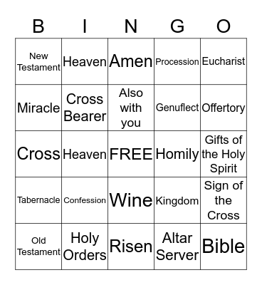 SACRAMENTAL Bingo Card