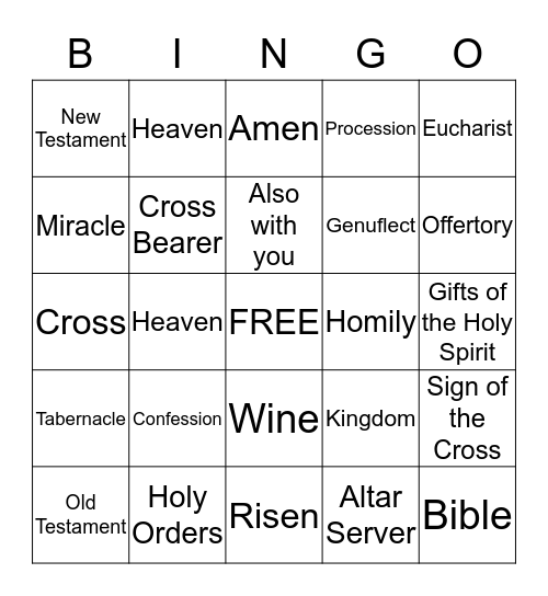 SACRAMENTAL Bingo Card