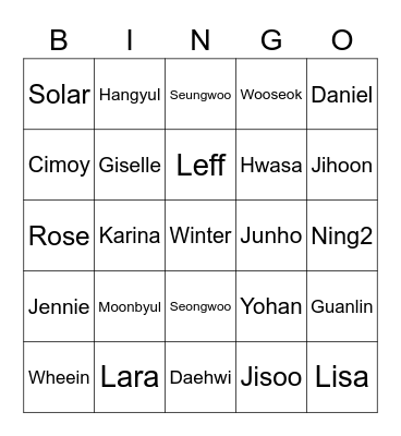 Mina Bingo Card