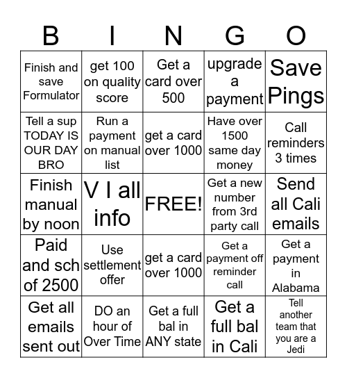 *B*I*N*G*O* Bingo Card