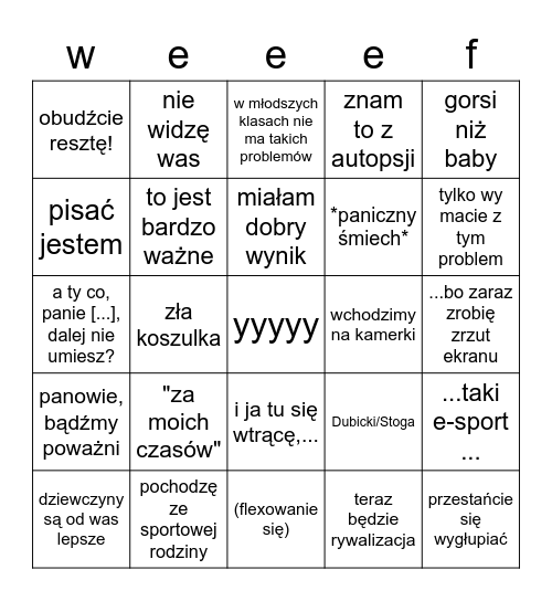 Bingo Michalskiej Bingo Card