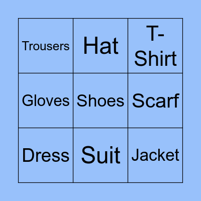 Clothes Bingo! Bingo Card