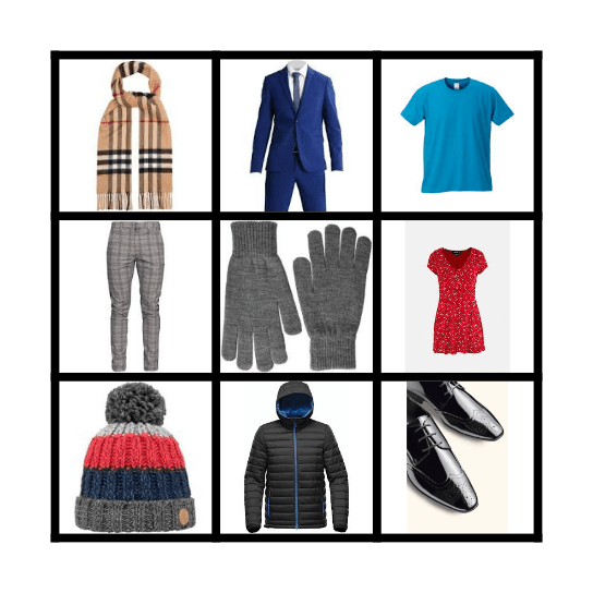Clothes Bingo! Bingo Card