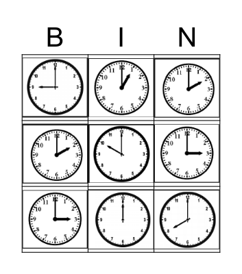 Telling time Bingo Card