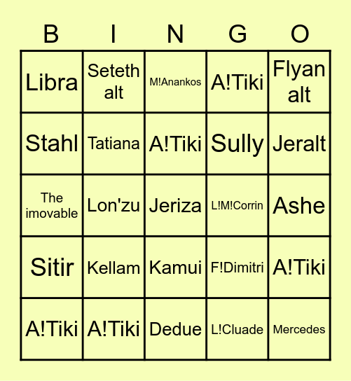Feh prediction 2021 Bingo Card