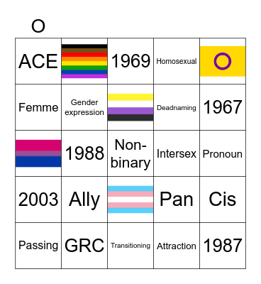 Gender Identity Bingo Card
